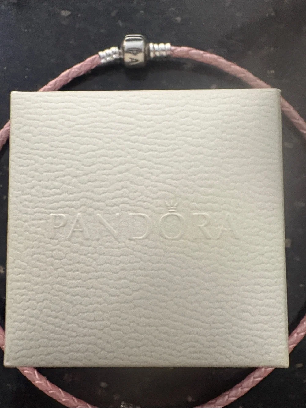 Rare Pandora Pink Braided Leather Bracelet/Necklace with Silver Crown Charm